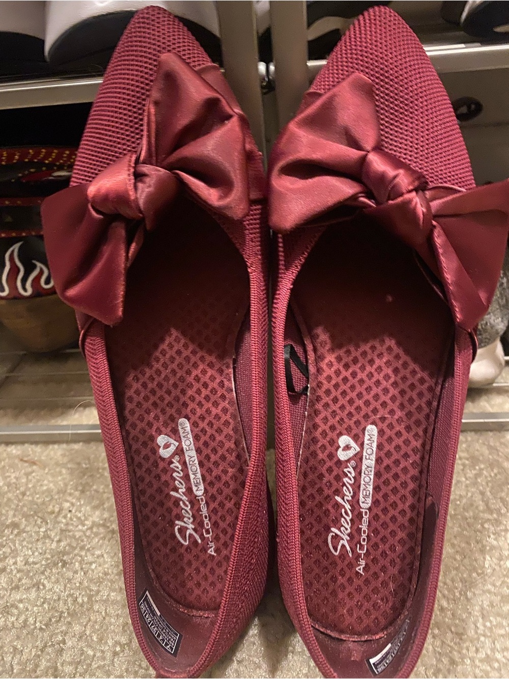 Skechers Women's Wine Bow Slip-On Flats
